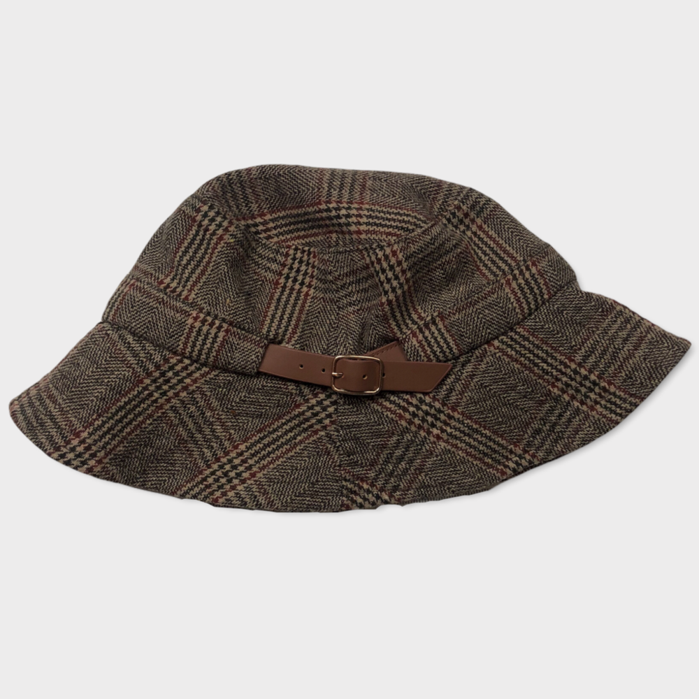 Target Brown Plaid Buckle Hat